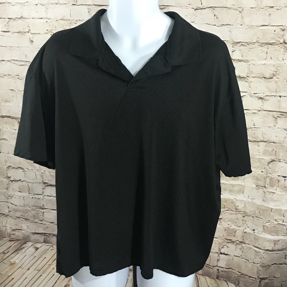 Black diamond weave polo shirt. Poly stretch blend